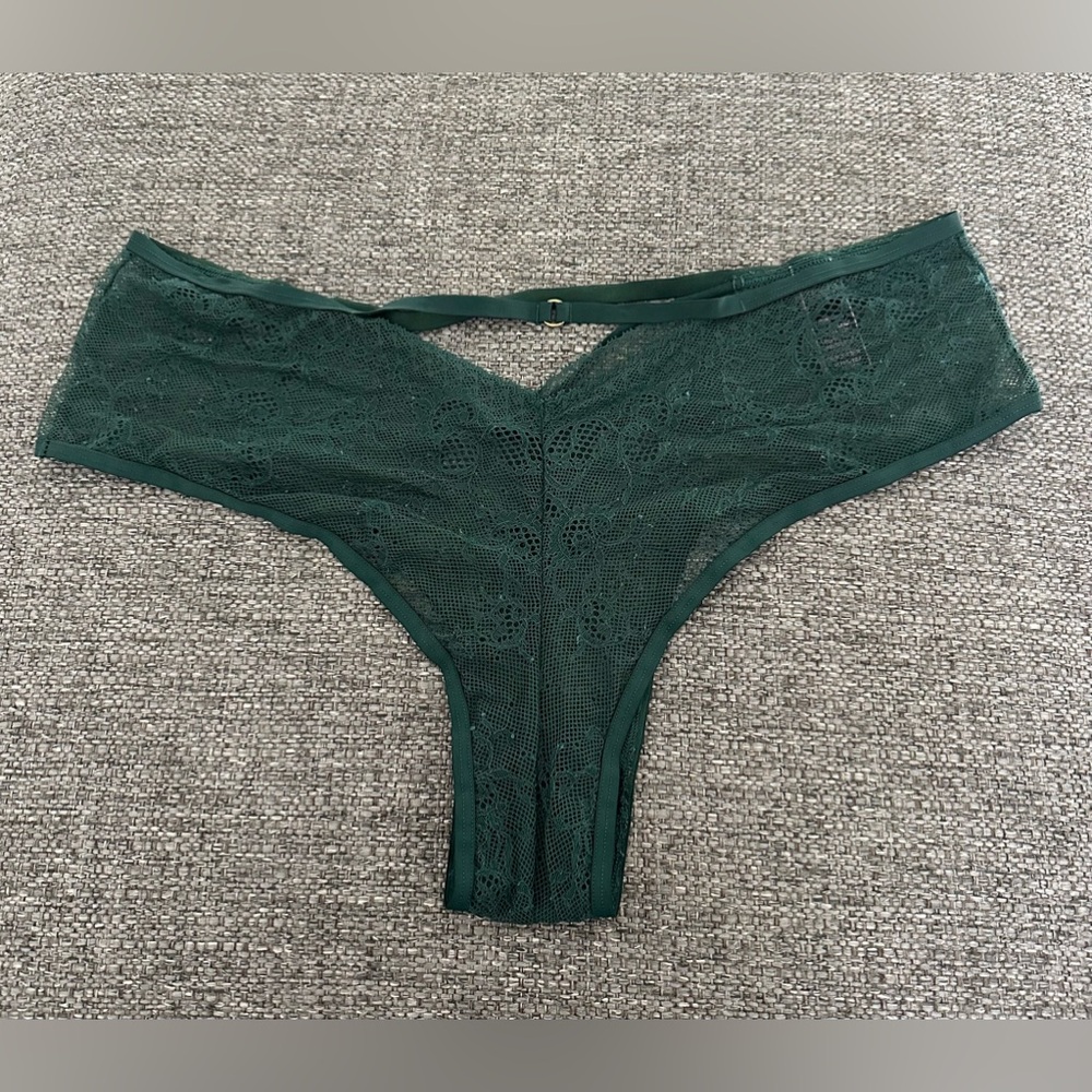 Victoria's Secret Dark Green Lace Cheeky Panty